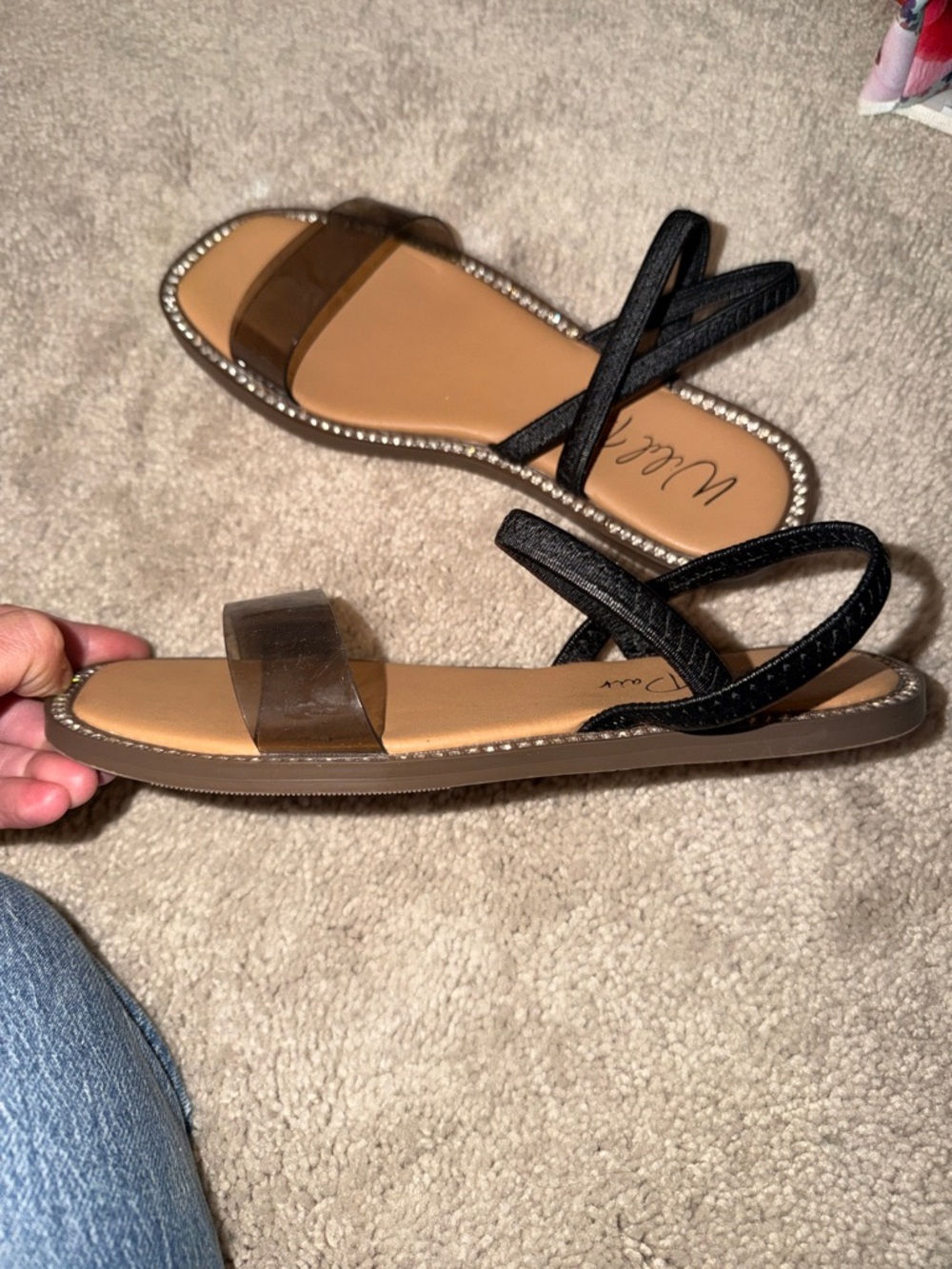 Wild Pair Strappy Slide Sandals with Clear Toe Band